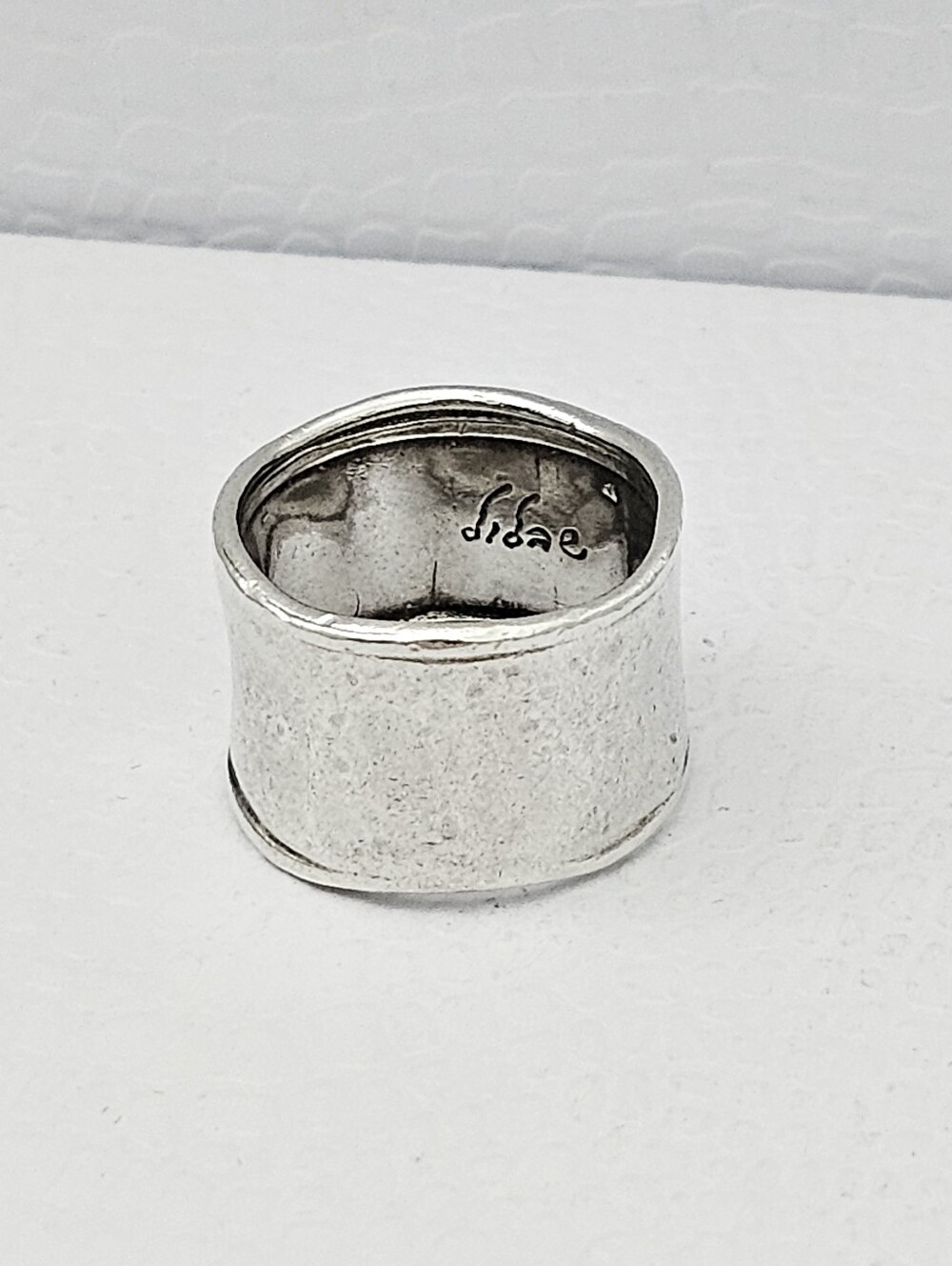 Didae Artisan Sterling Silver Hammered Wide Band Cigar Cuff Ring Size 8.5
